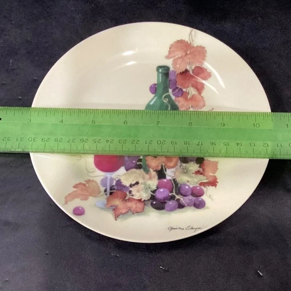 Royal Norfolk Fruit & Wine Theme Salad‎ Plates, Set of 4, Christine Coleman Art